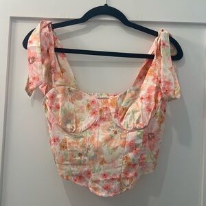 SHEIN floral top with tie shoulder details